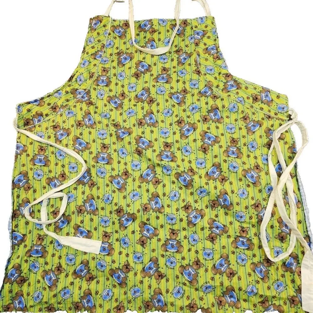 Homemade Apron One Size Cartoon Dog Print Colorful Kitchen Cooking Gift Retro